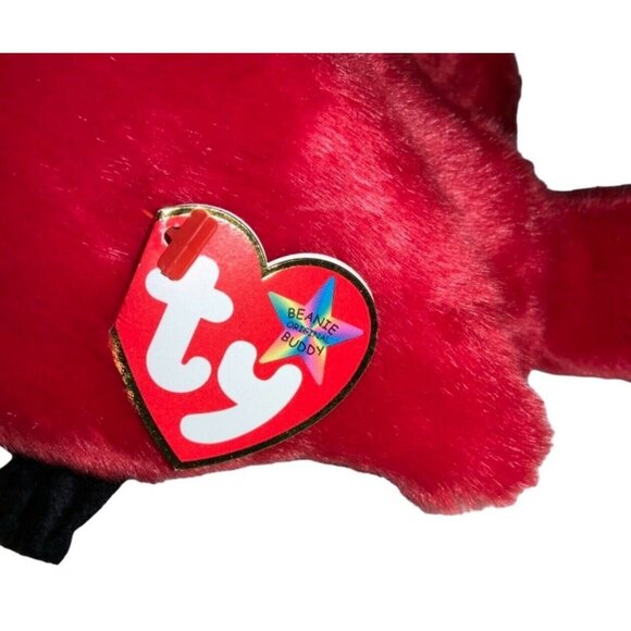 Ty Beanie Buddies the CARDINAL RED BIRD 10" Plush Doll Toy - Picture 4 of 8